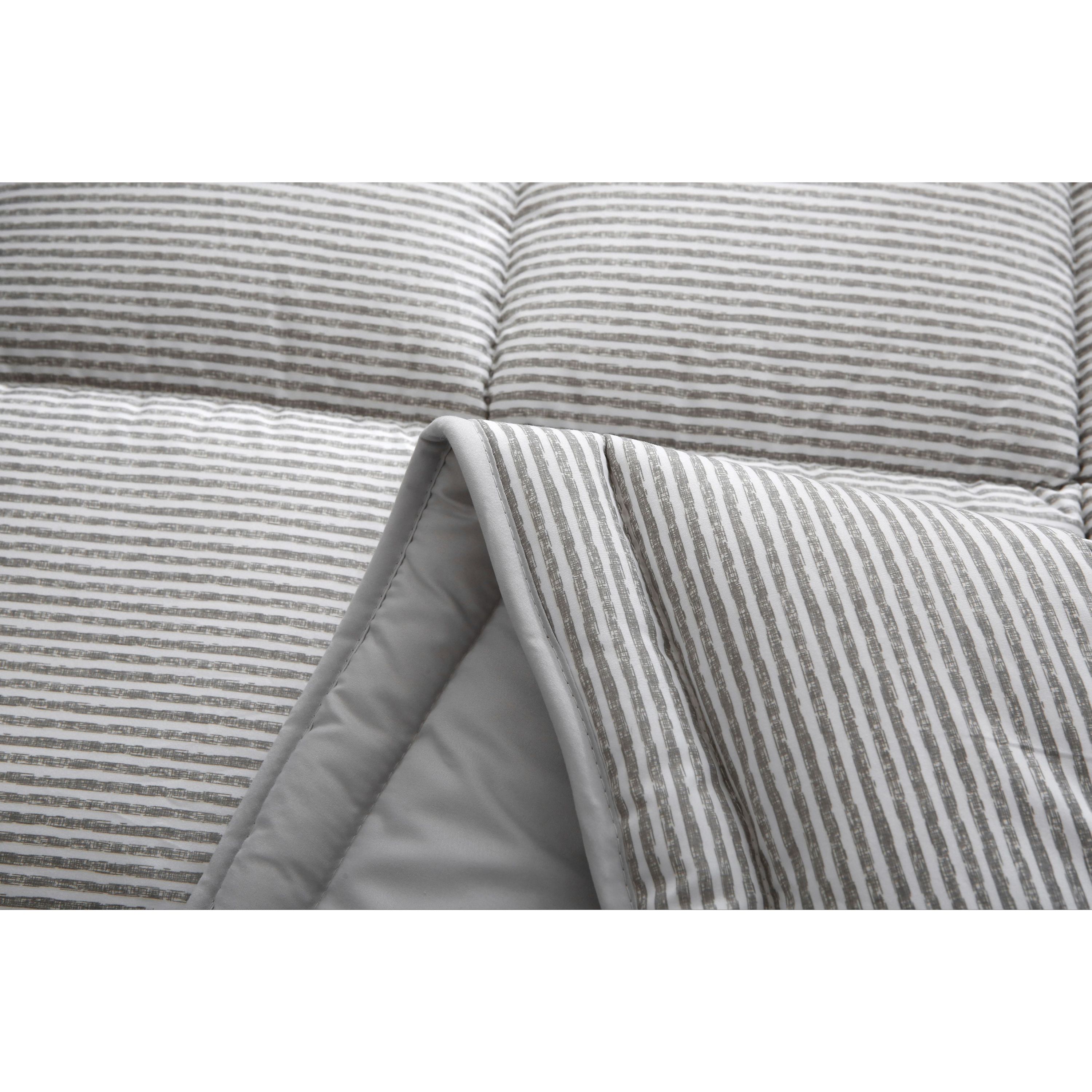 Dekbed met vaste overtrek - gestreept grijs