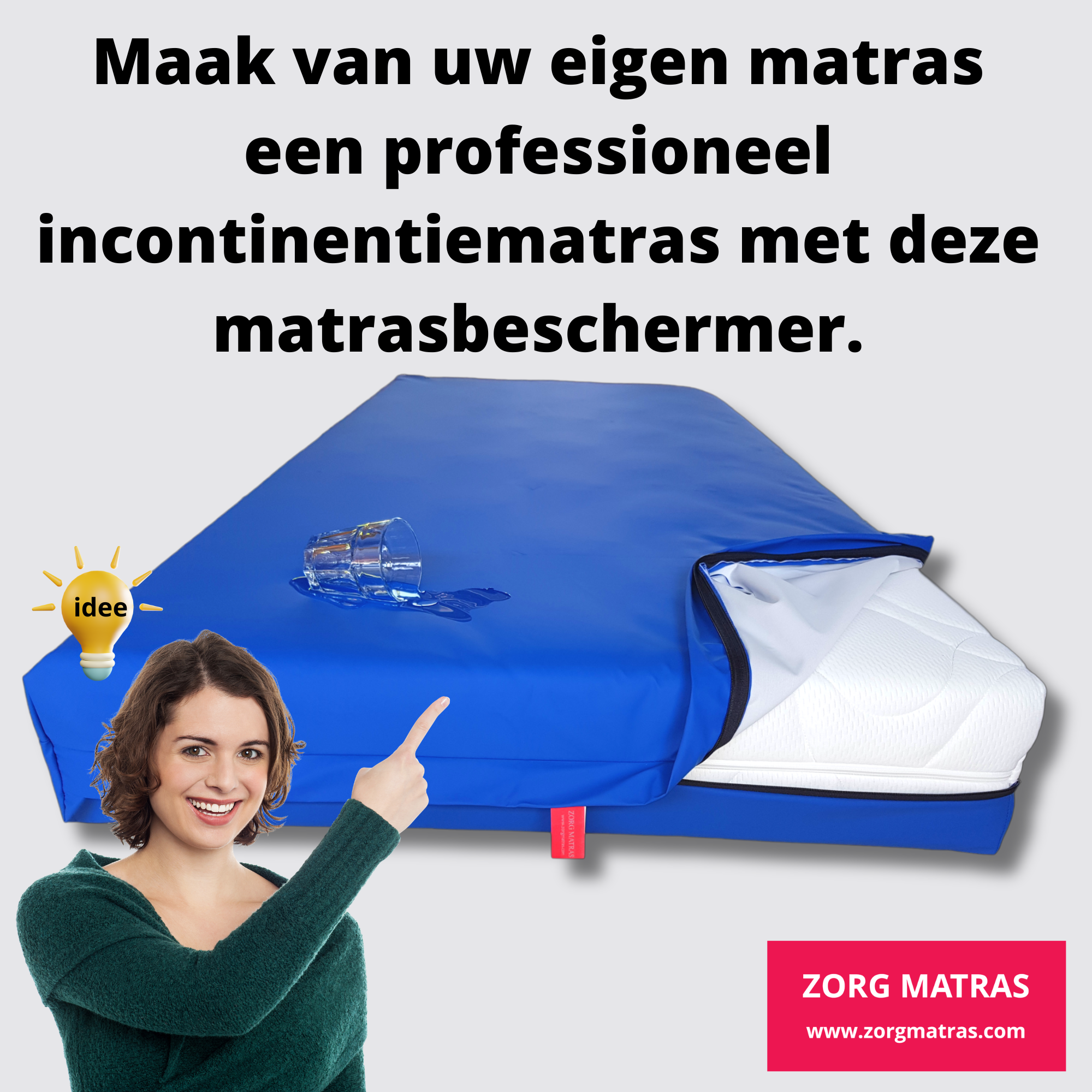 Maak van uw eigen matras een een professioneel incontinentie matras met deze matrasbeschermer