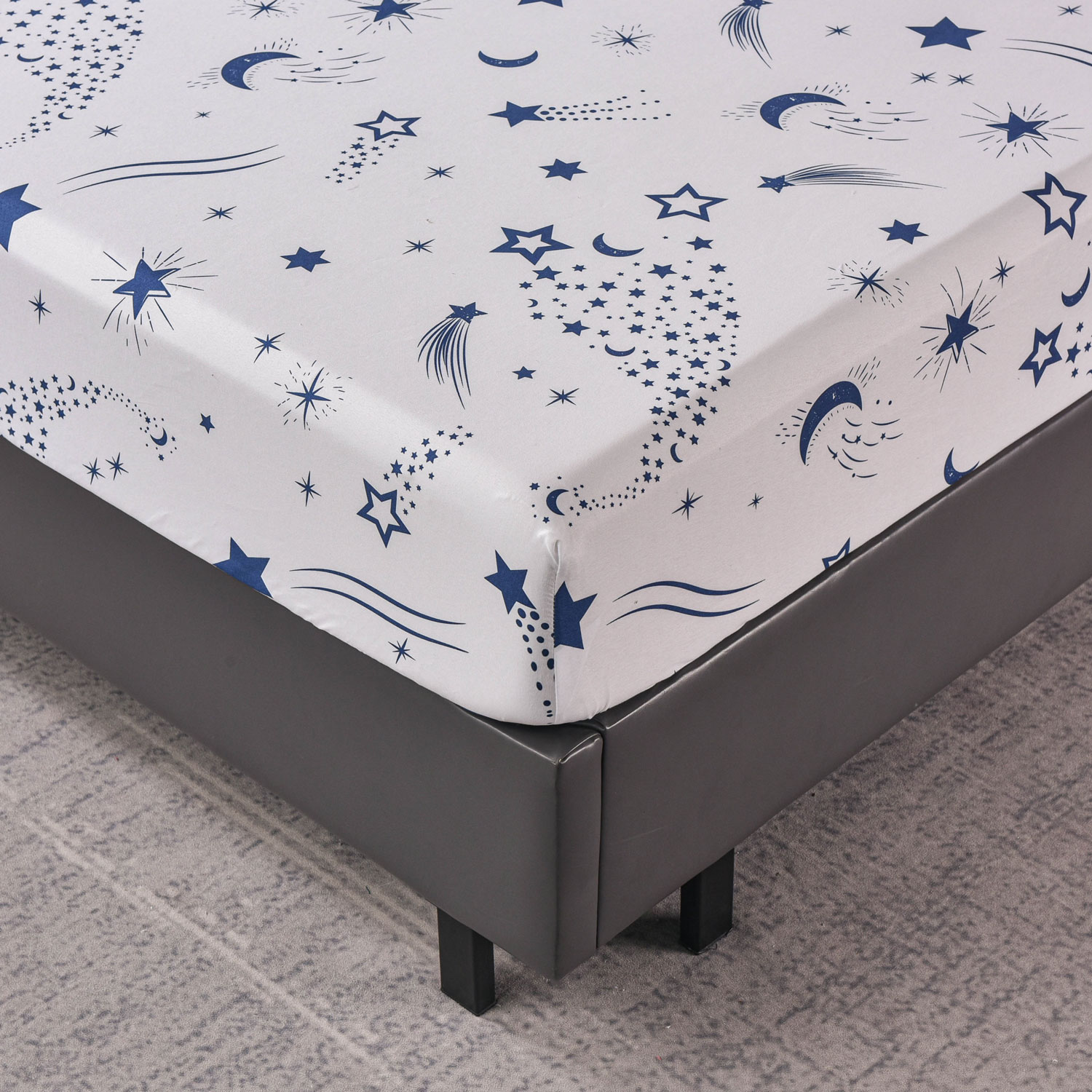 Hoeslaken Aveline wit-blauw-bruin maan en sterren 90x200 - 160x200 - 200x200