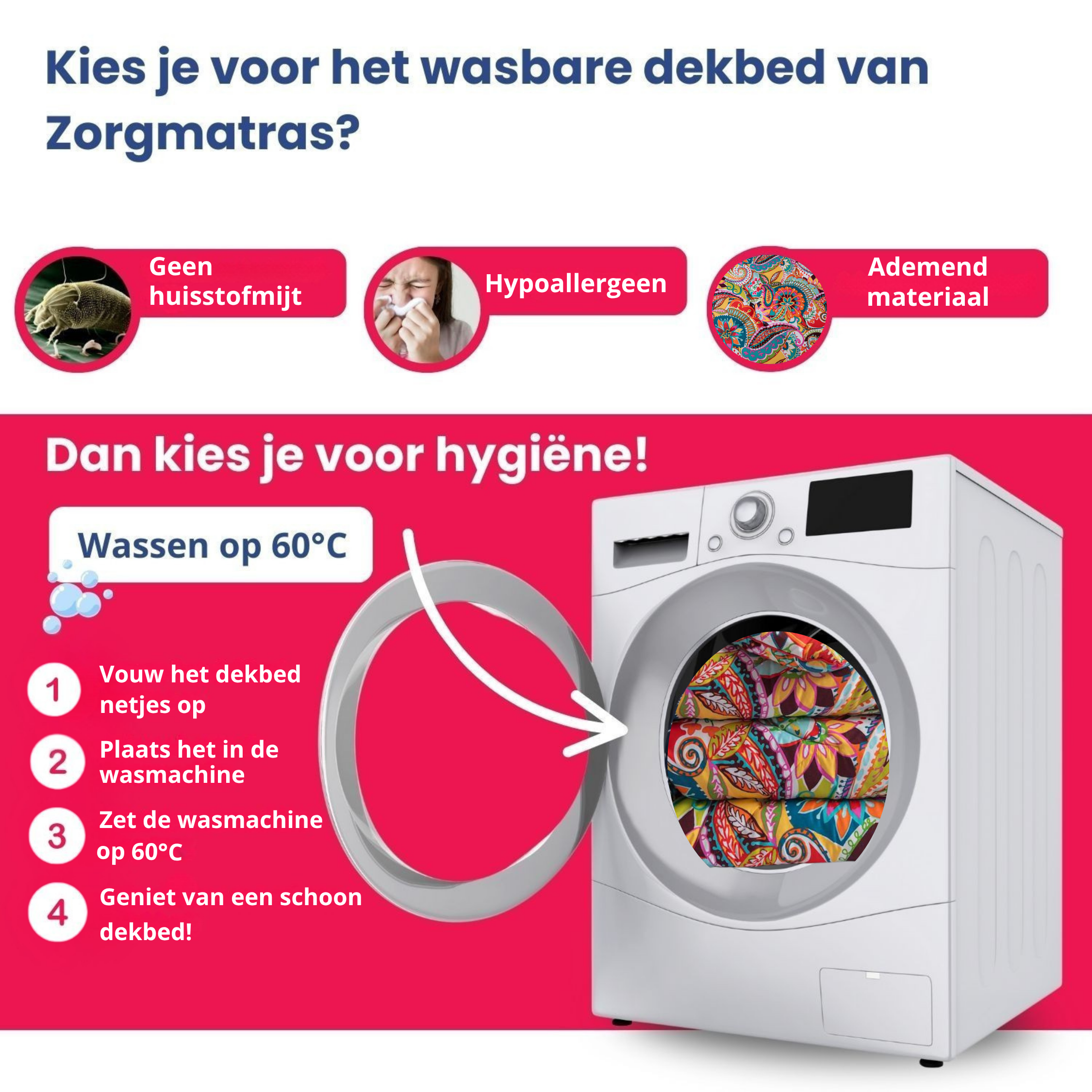 Wasbaar zomerdekbed hypoallergeen - past in elke wasmachine