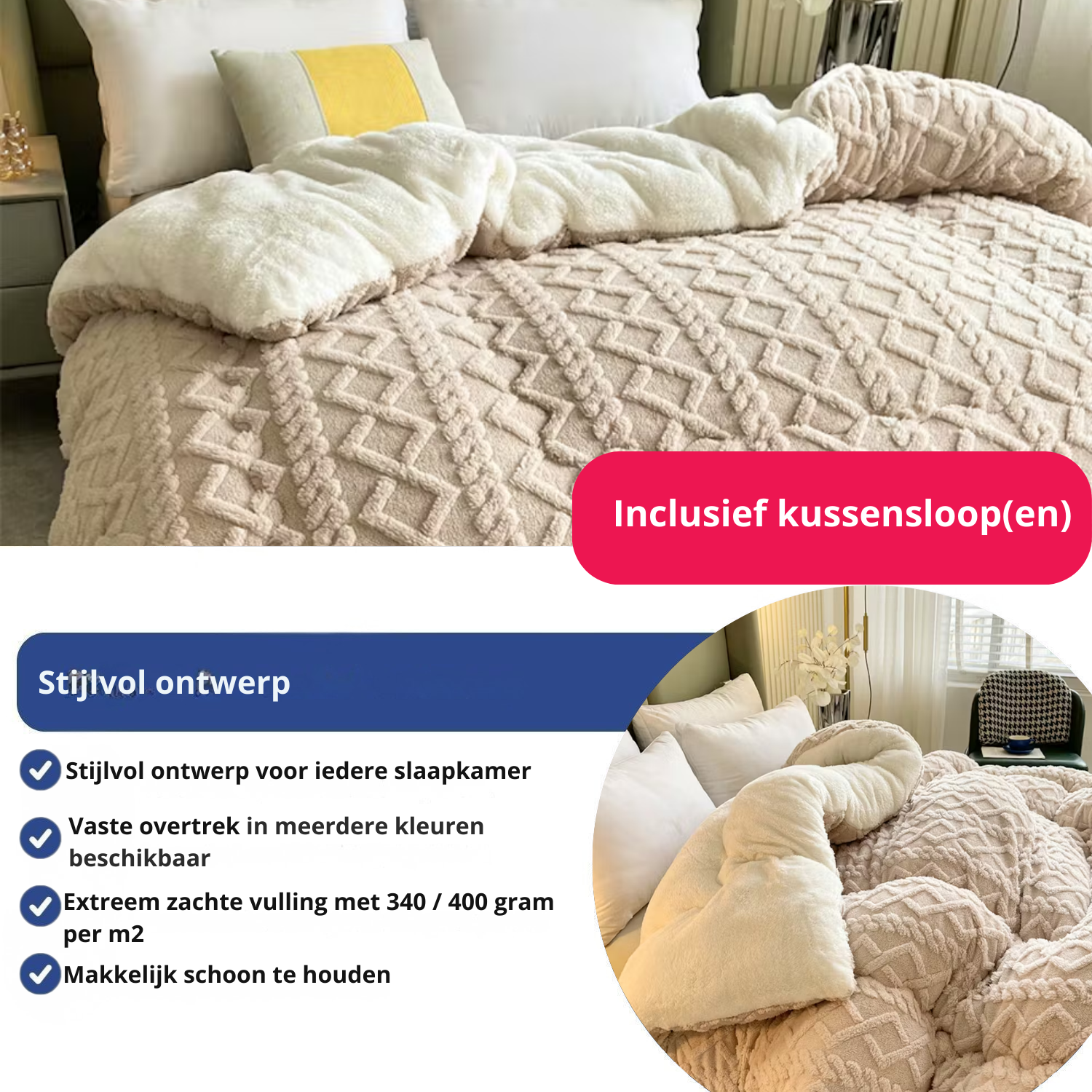 Teddydekbed beige - warm voor de winter