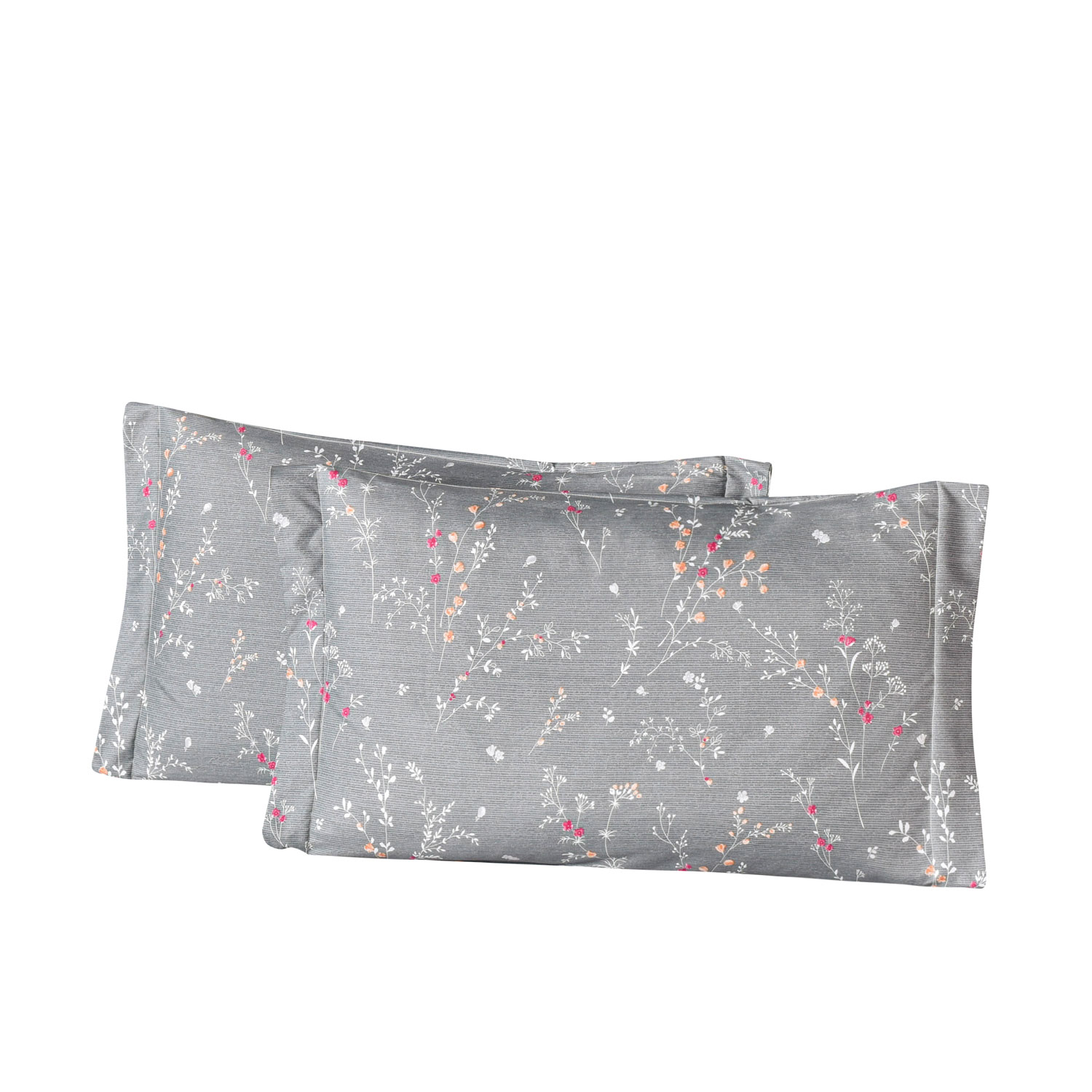 Kussensloop met print grijs bloemen - Sara