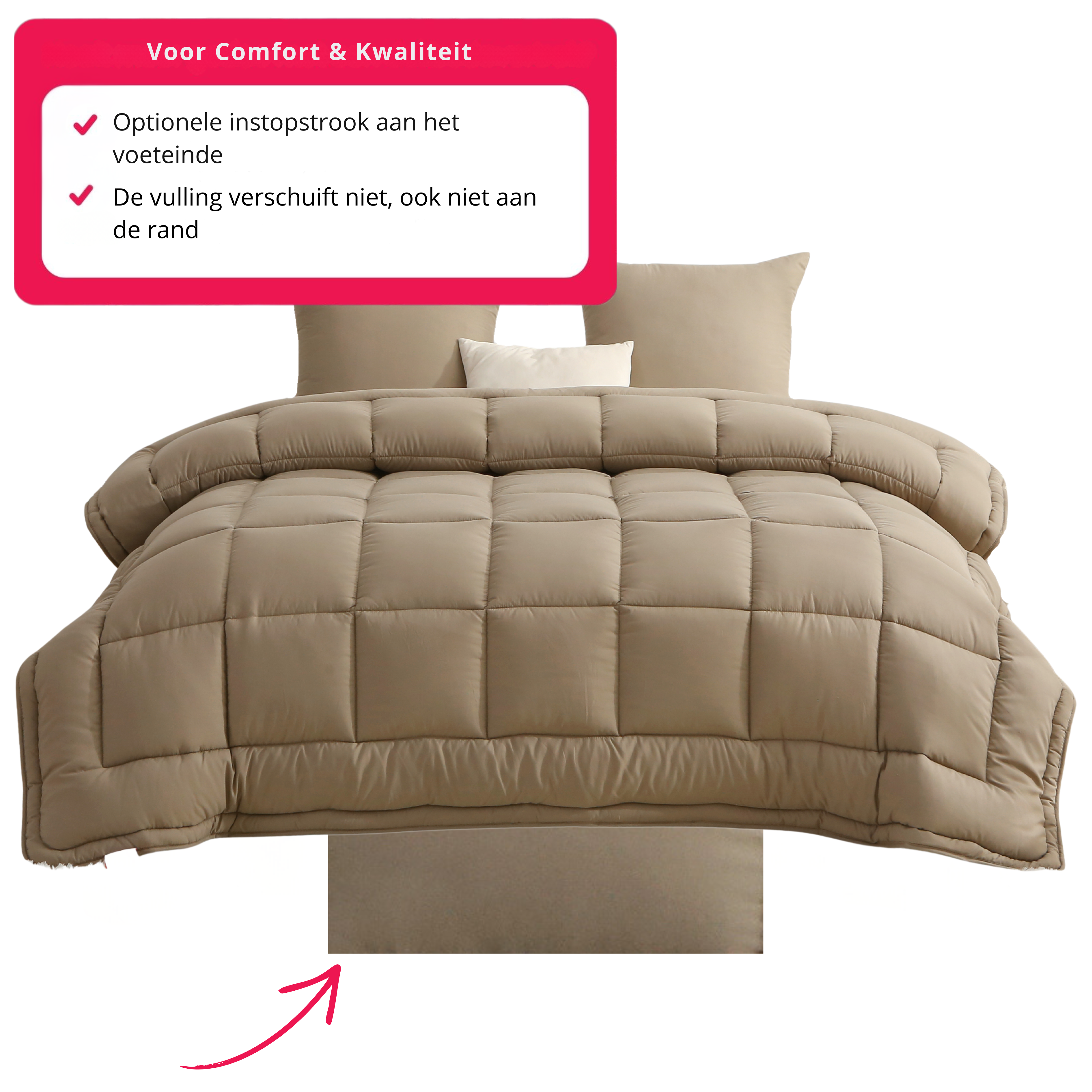 Dekbed met instopstrook - dekbed zonder overtrek - Beige