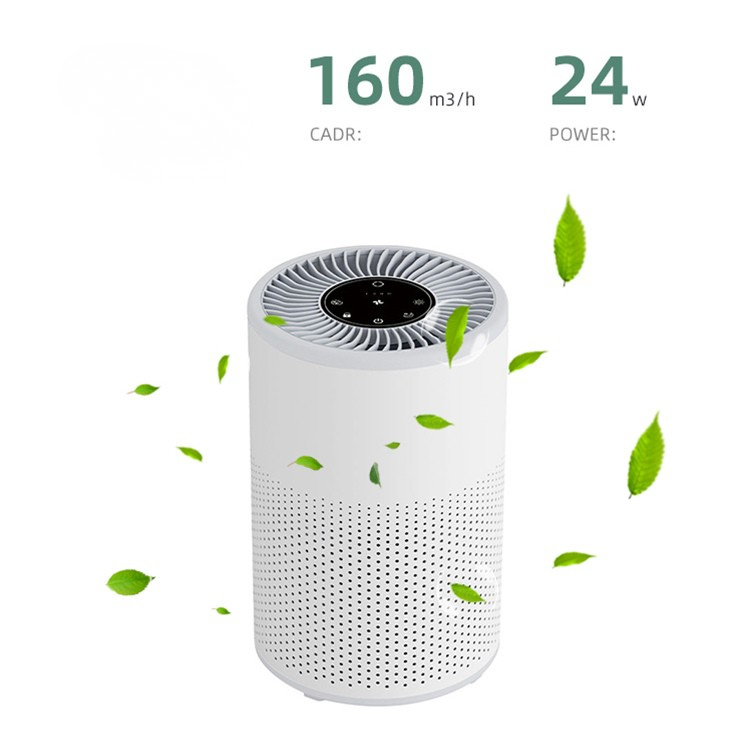 Infographic van de Luchtreiniger Luna met CADR 160 m³ per uur en 24 watt