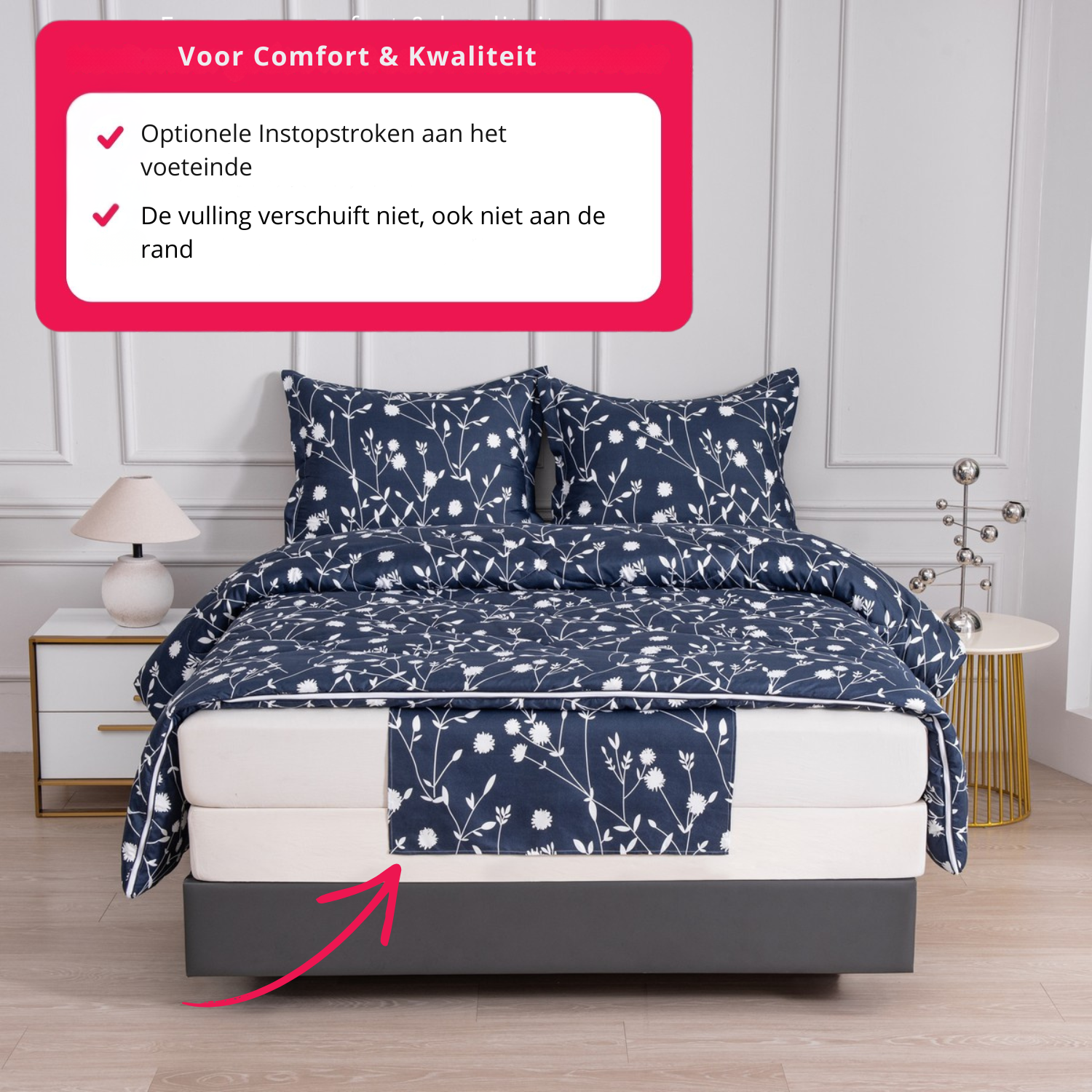 2- delig dekbed met instopstroken Mila - Dekbed zonder overtrek