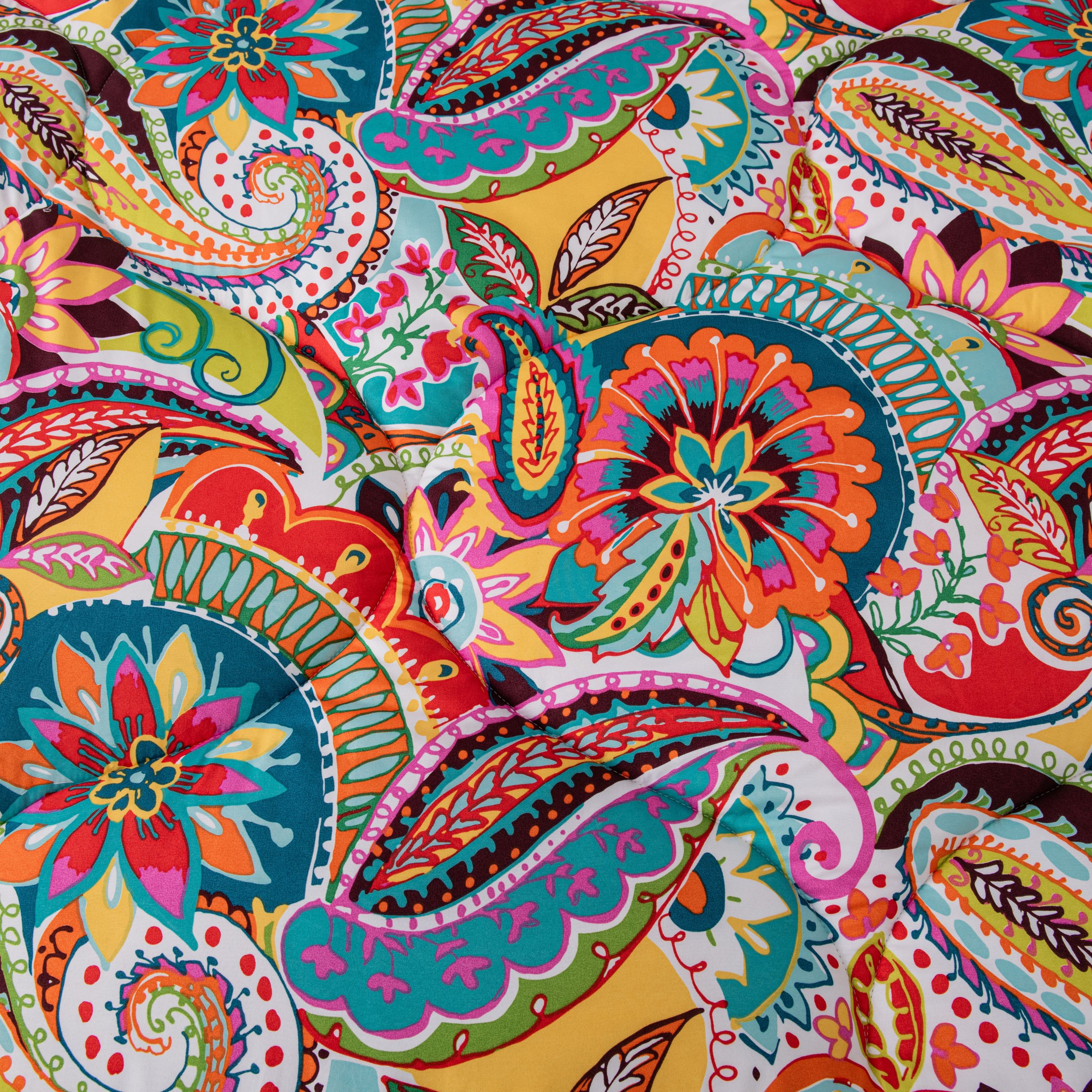 Detail van de kleurrijke print van het Happy zomerdekbed zonder hoes.