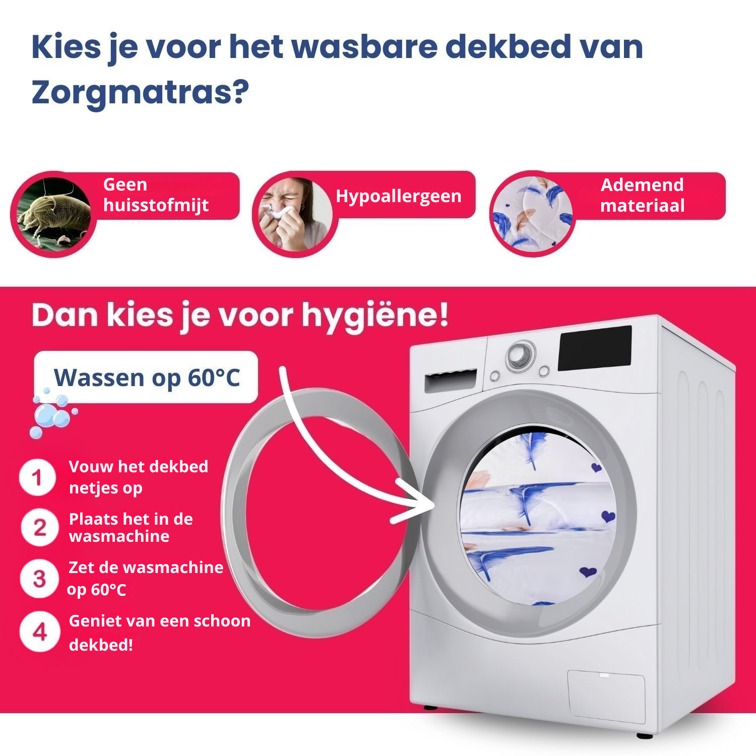 Wasbaar zomerdekbed hypoallergeen - past in elke wasmachine