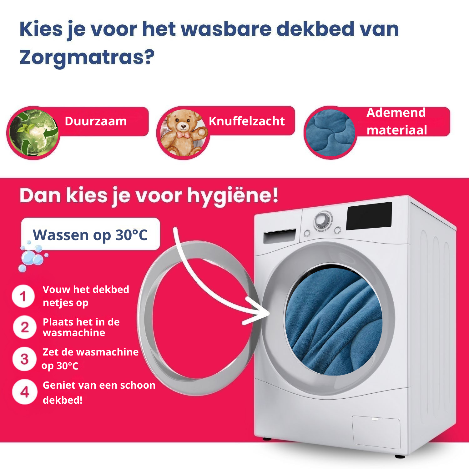 Teddydekbed geschikt voor de wasmachine - knuffelzacht en duurzaam