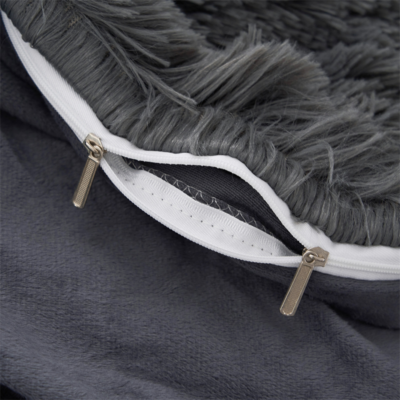 Teddy dekbed overtrek Grijs met rits