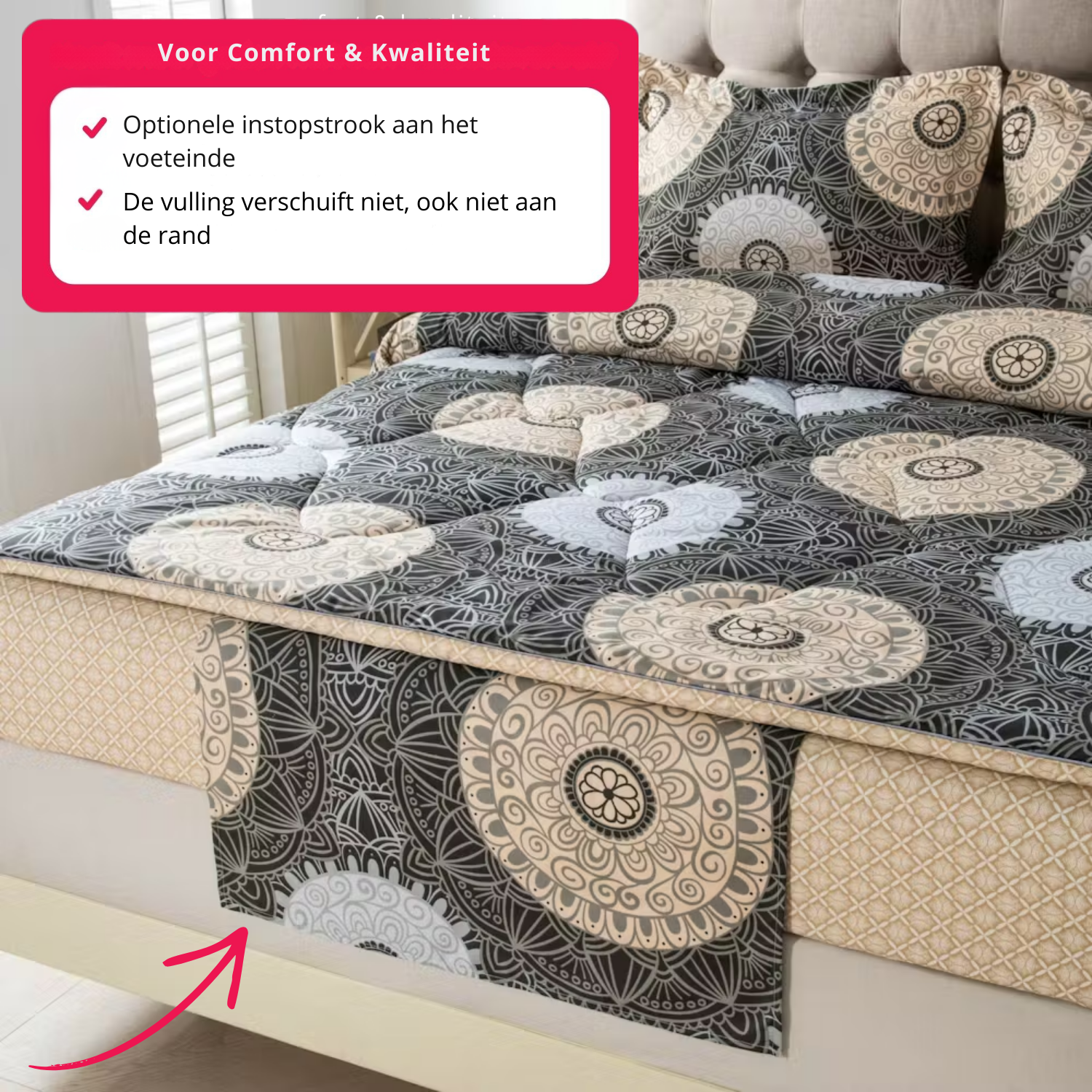 Dekbed zonder overtrek met een instopstrook