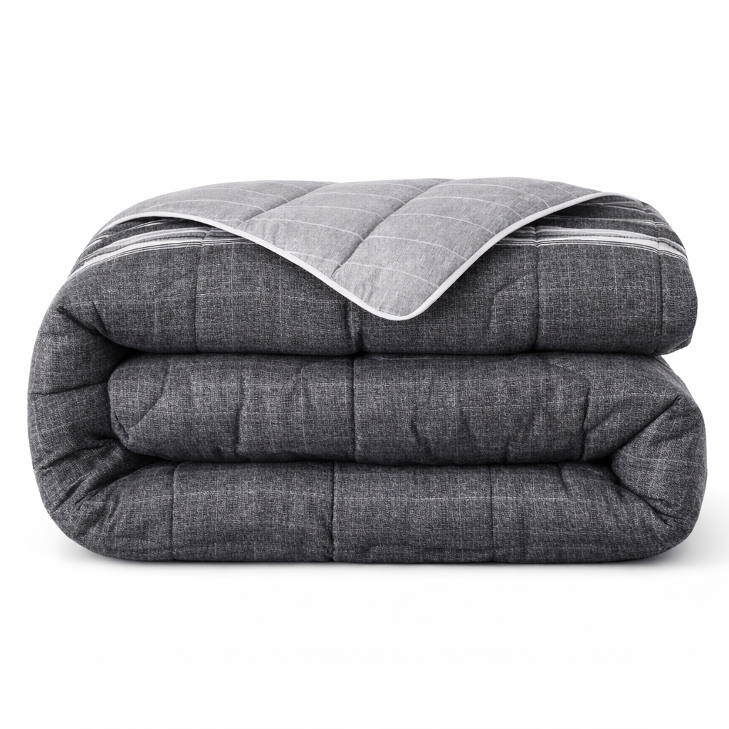 Dekbed zonder overtrek - velvet - grijs - gestreept