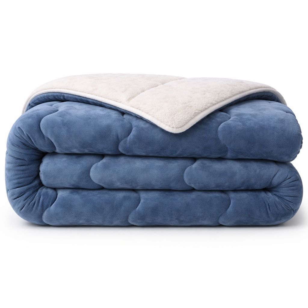 Dekbed zonder overtrek opgevouwen - Teddydekbed - donkerblauw