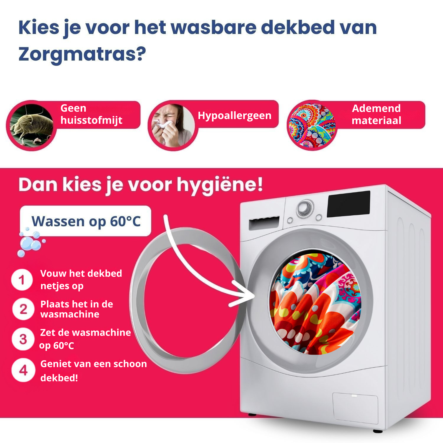 hip en fleurig dekbed past in elke wasmachine