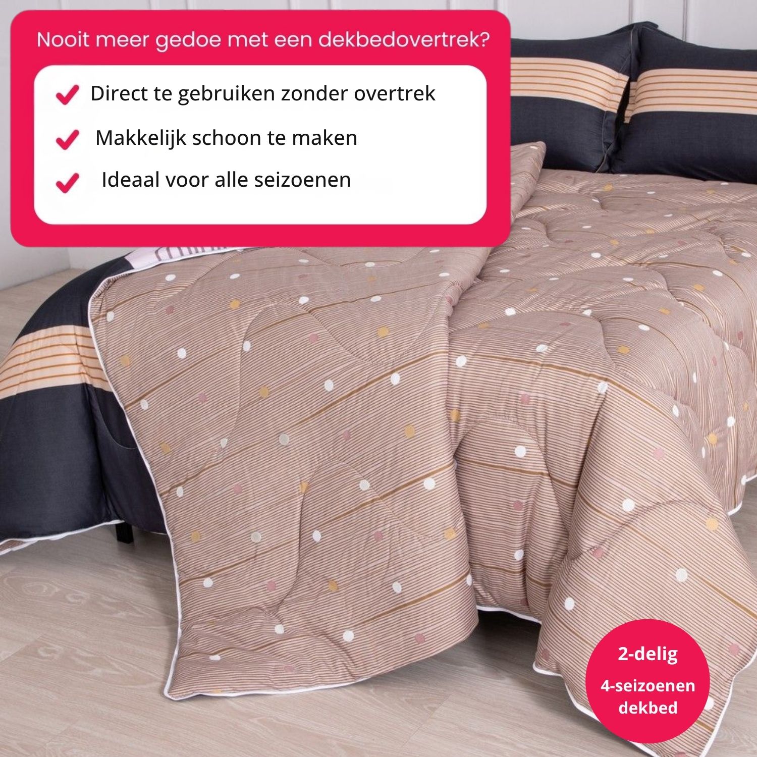 2-delig 4-seizoenendekbed zonder overtrek - Emma - perfect voor alle jaargetijden, kleuren zwart, geel en bruin